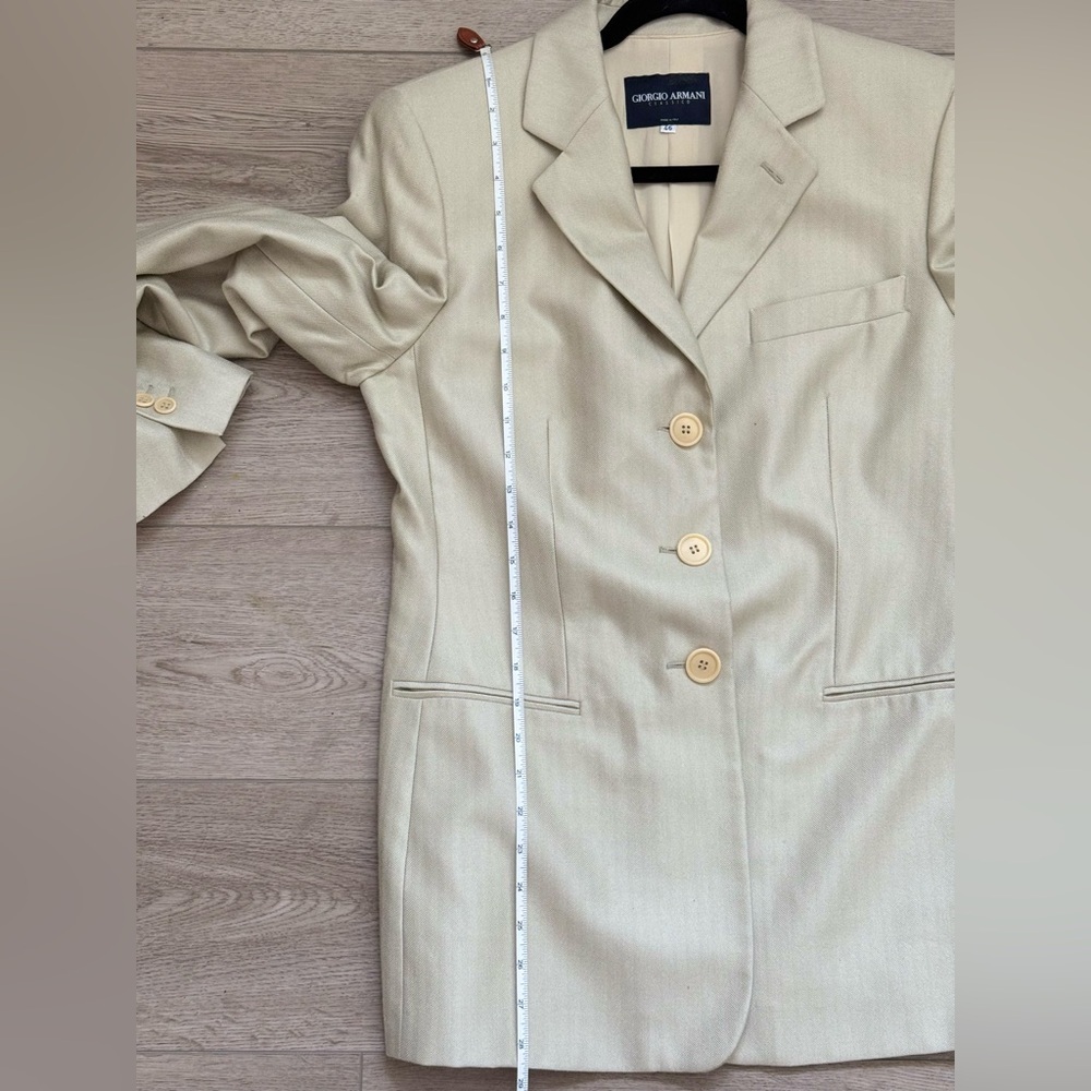 Giorgio Armani Classico Borgo 21 Line Light Cream Three-Button Men’s Suit Sz46 - Picture 10 of 12